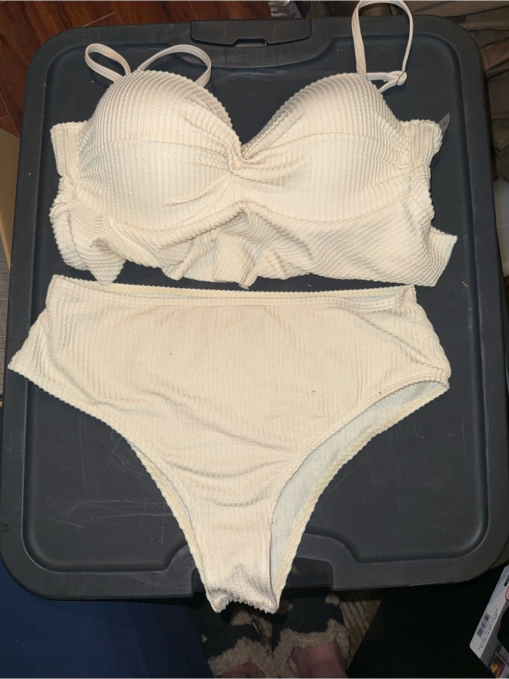 White Textured Two-Piece Bikini Set